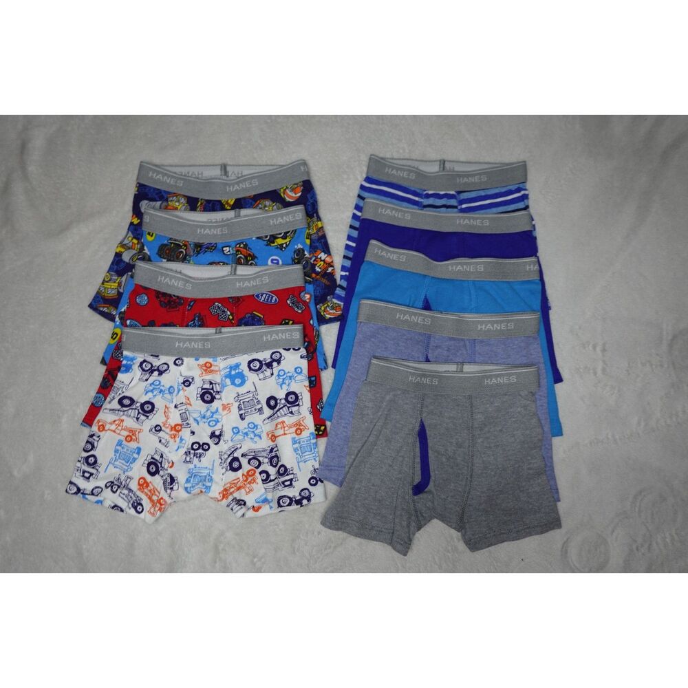 Hanes Toddler Boys' Boxer Briefs 2T-3T: Cotton, Tagless, Cars Pattern + Solid - Picture 2 of 14